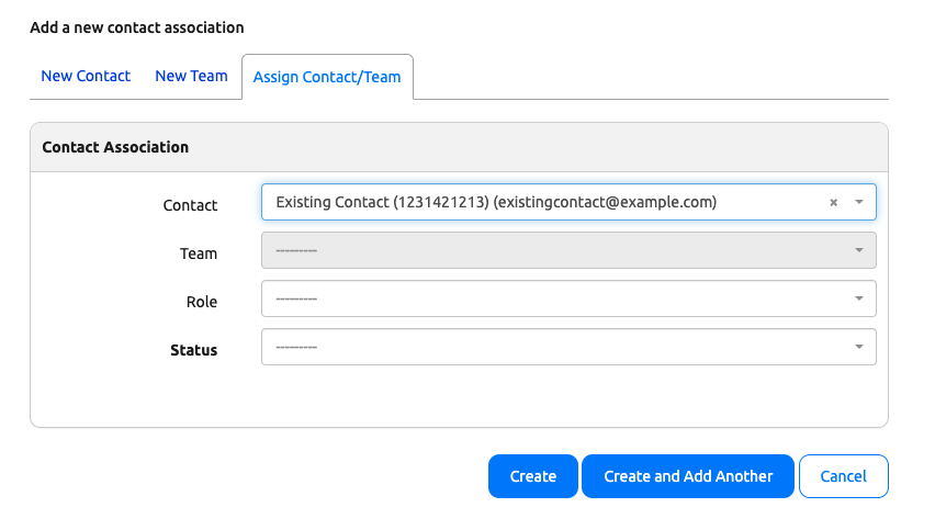 Existing Contact Selected