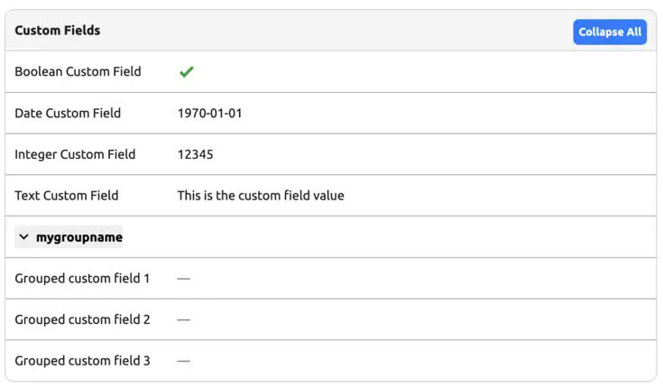 Custom Field Grouping