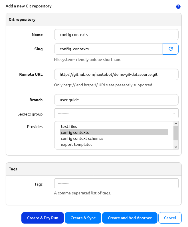 Example Details Config Contexts