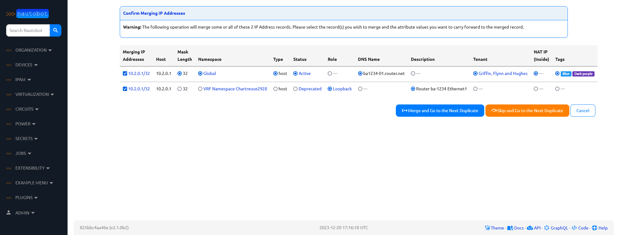 IP Address Merge View