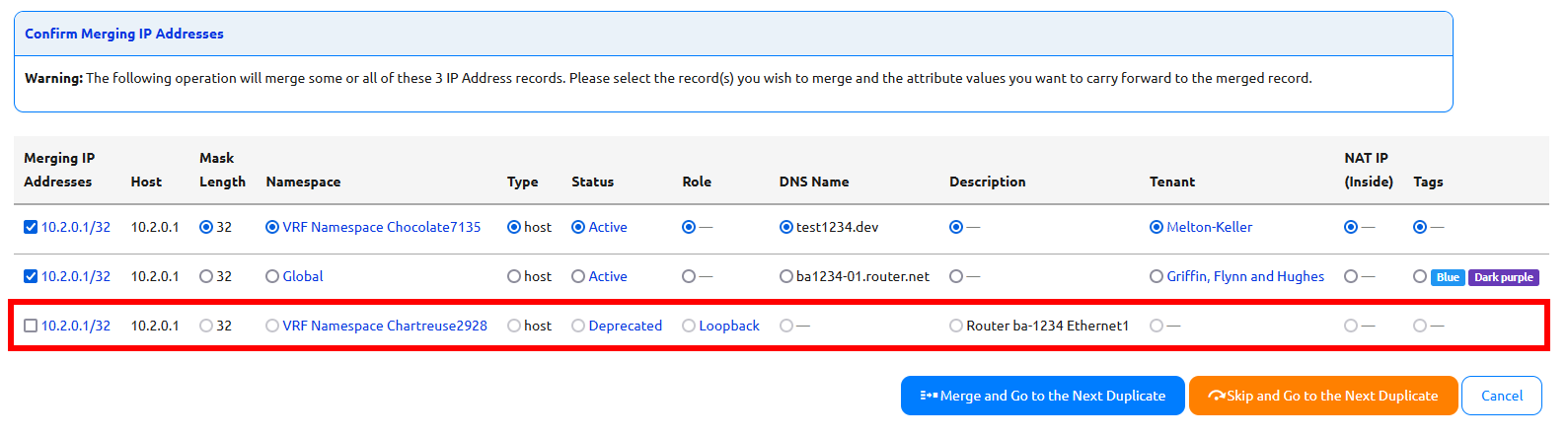 Merging Some Duplicate IPs