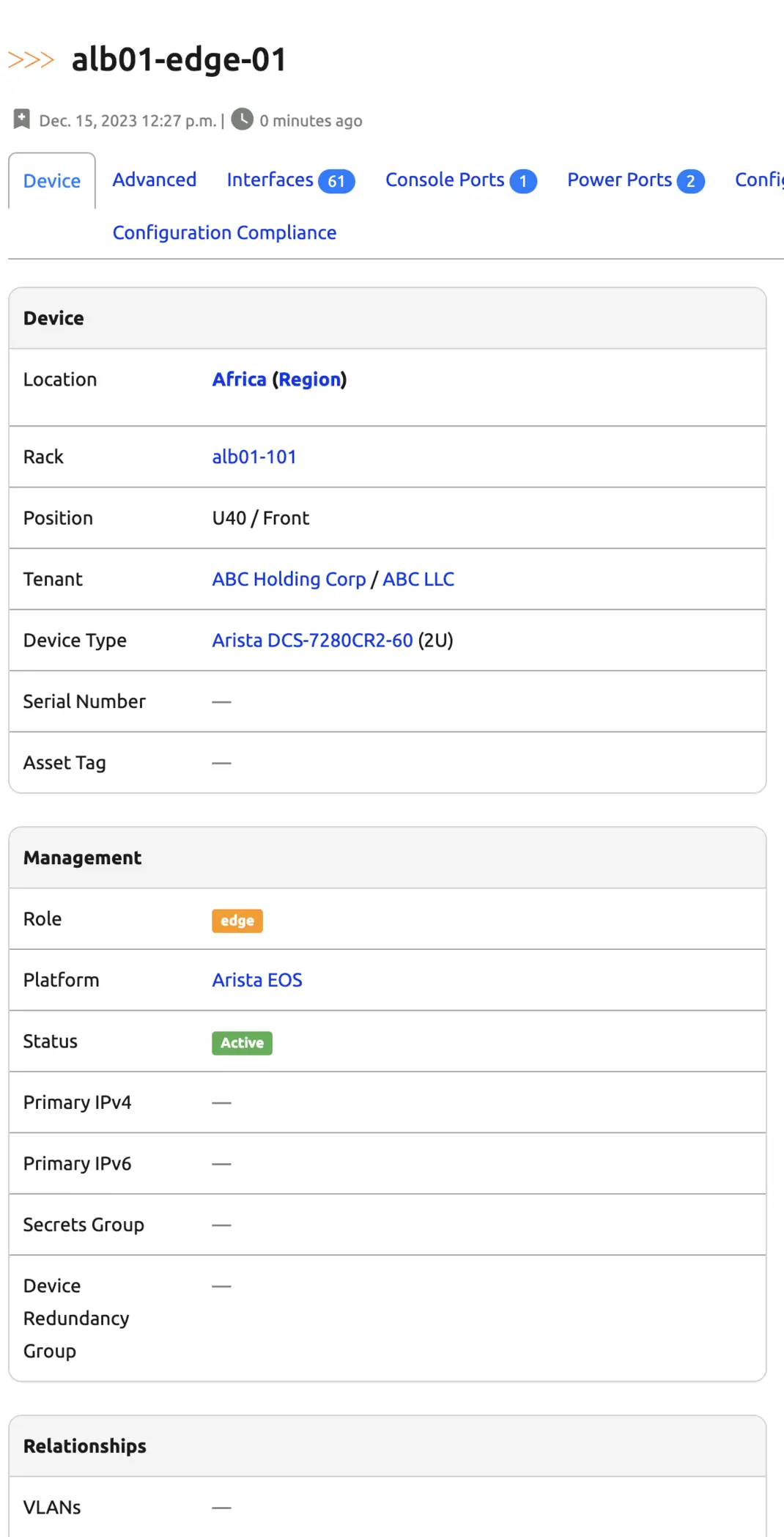 device-to-vlan relationship