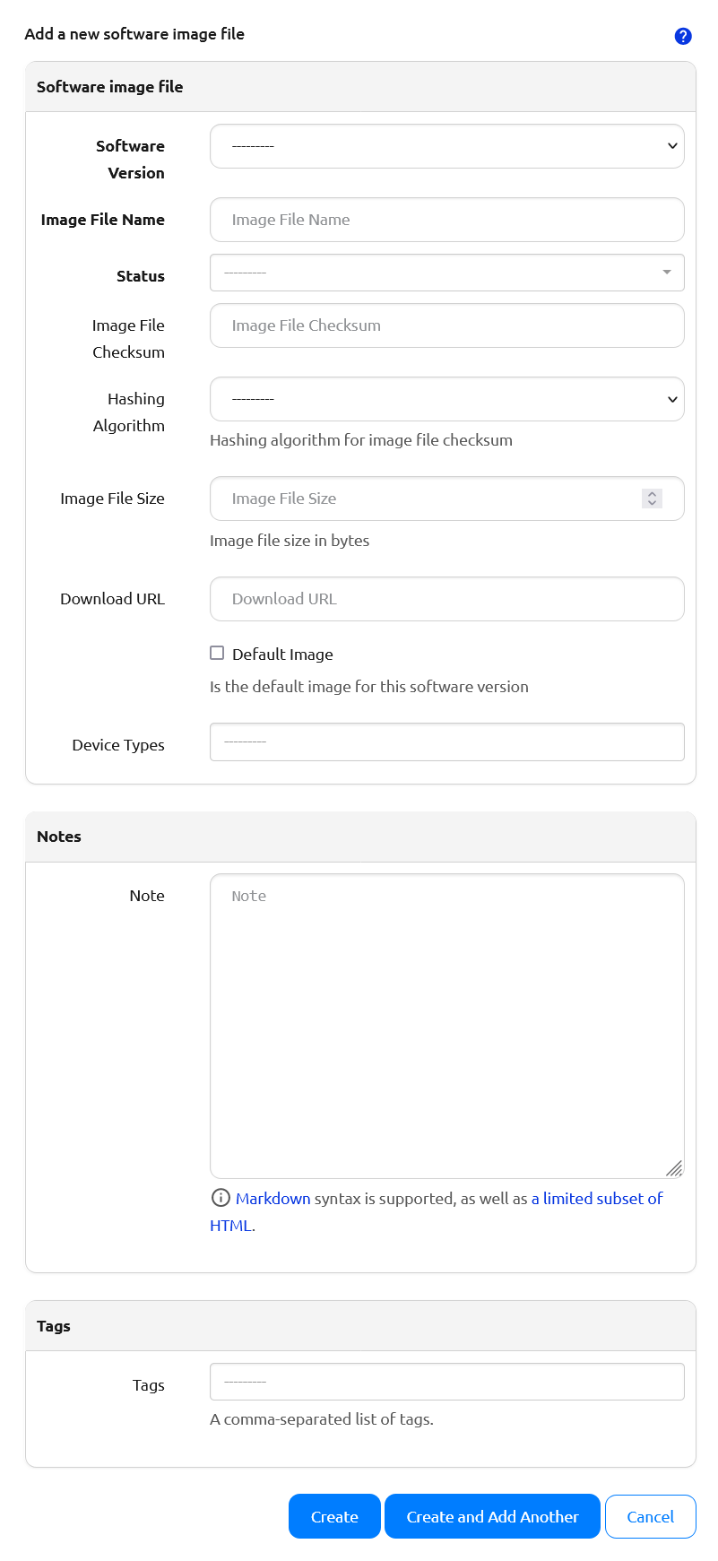 Create a Software Image File